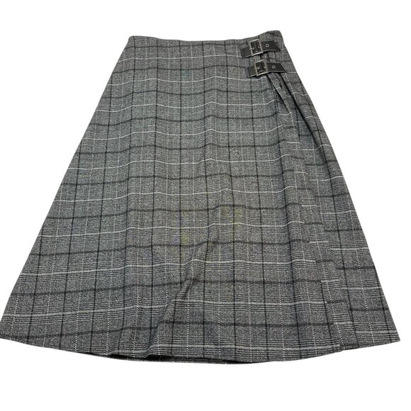 Rita Ora x Primark Skirt Womens 14 Gray Plaid Wrap Maxi Buckle Detail Grunge Y2K - Picture 1 of 6